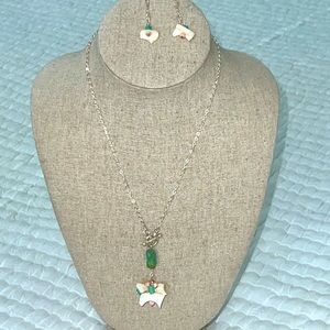 Hand-Crafted
Turquoise, Coral & Mother of Pearl Necklace & Earrings